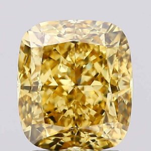 2.50 Carat VS1 Vivid Yellow Cushion Shape Lab grown IGI Certified Diamond