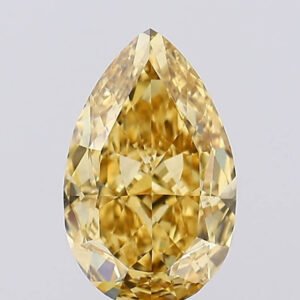 2.50 Carat Pear Shape Vivid Yellow VS1 Lab Grown IGI Certified Diamond