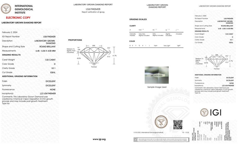 Best 1 Carat lab grown diamond (1.03ct) IGI certified – GPX Diamonds - Image 2